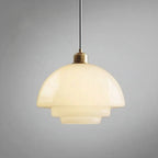 White Glass Pendant Light with Mid-Century Elegance