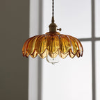 Vintage Flower Pendant Lamp with Coloured Glass Shade