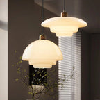 White Glass Pendant Light with Mid-Century Elegance