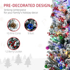 6ft Pre-Lit Snow Flocked Christmas Tree with LED Lights Green