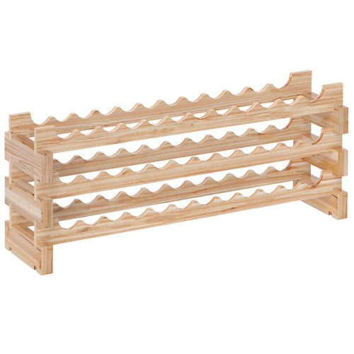 36-Bottle Fir Wood 3-Tier Freestanding Wine Rack Natural
