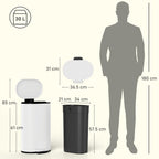 Slim Curved Pedal Kitchen Bin with Soft-Close Lid - Cream