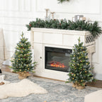 Set of 2 3ft Pre-Lit Tabletop Christmas Trees with LED Lights