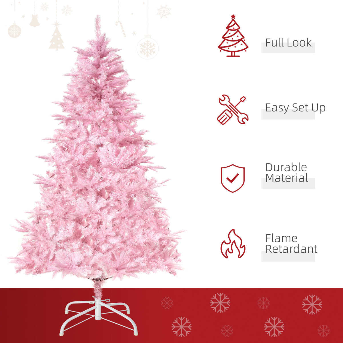 6ft Pink Pop-Up Artificial Christmas Tree with 892 Branch Tips