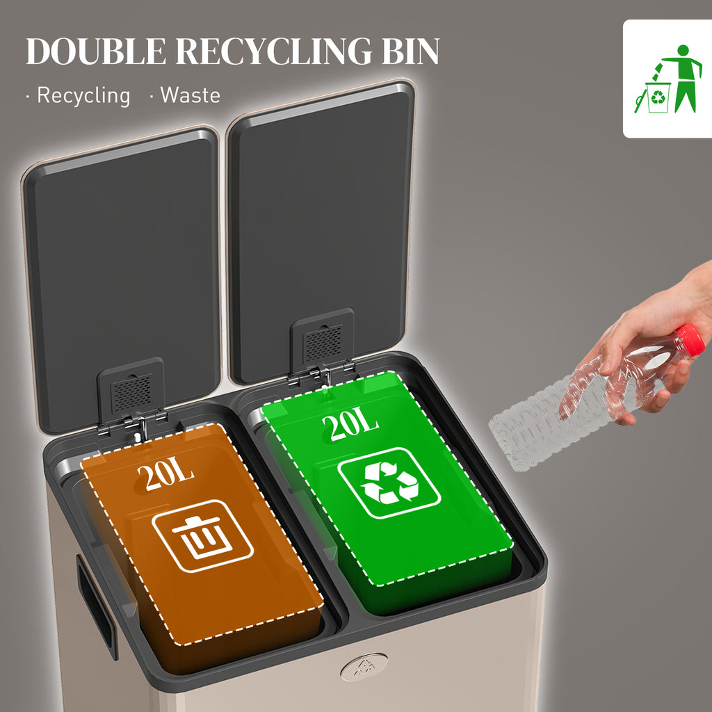 Dual Compartment Recycling Bin with Deodoriser Holders