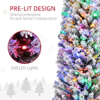 7 Foot Artificial Prelit Christmas Tree with Colourful LED Lights Berries and Pine Cones