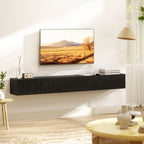 Black Fluted Floating TV Stand with Cable Management