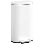 Slim Curved Pedal Kitchen Bin with Soft-Close Lid - White