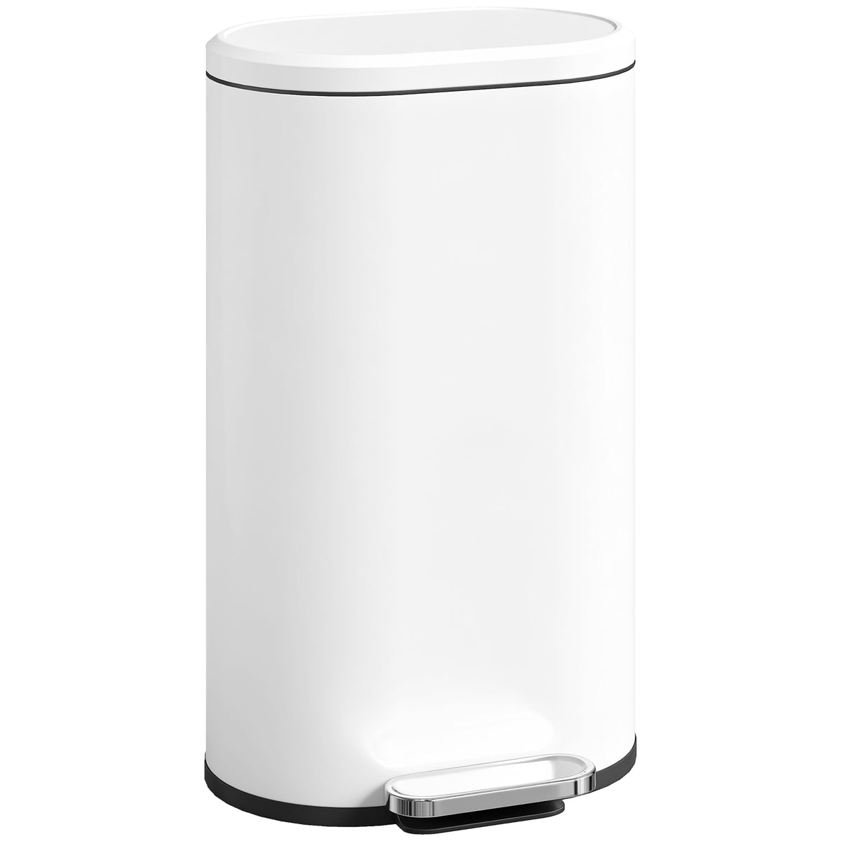 Slim Curved Pedal Kitchen Bin with Soft-Close Lid - White