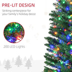 7.5ft Pre-Lit Pencil Shape Christmas Tree with Colourful LED Lights