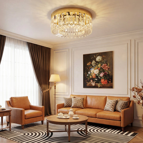 Ceiling Light Crystal Chandelier 160 Pendants - Gold Tone