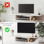 White Floating Wall-Mounted TV Shelf with Storage
