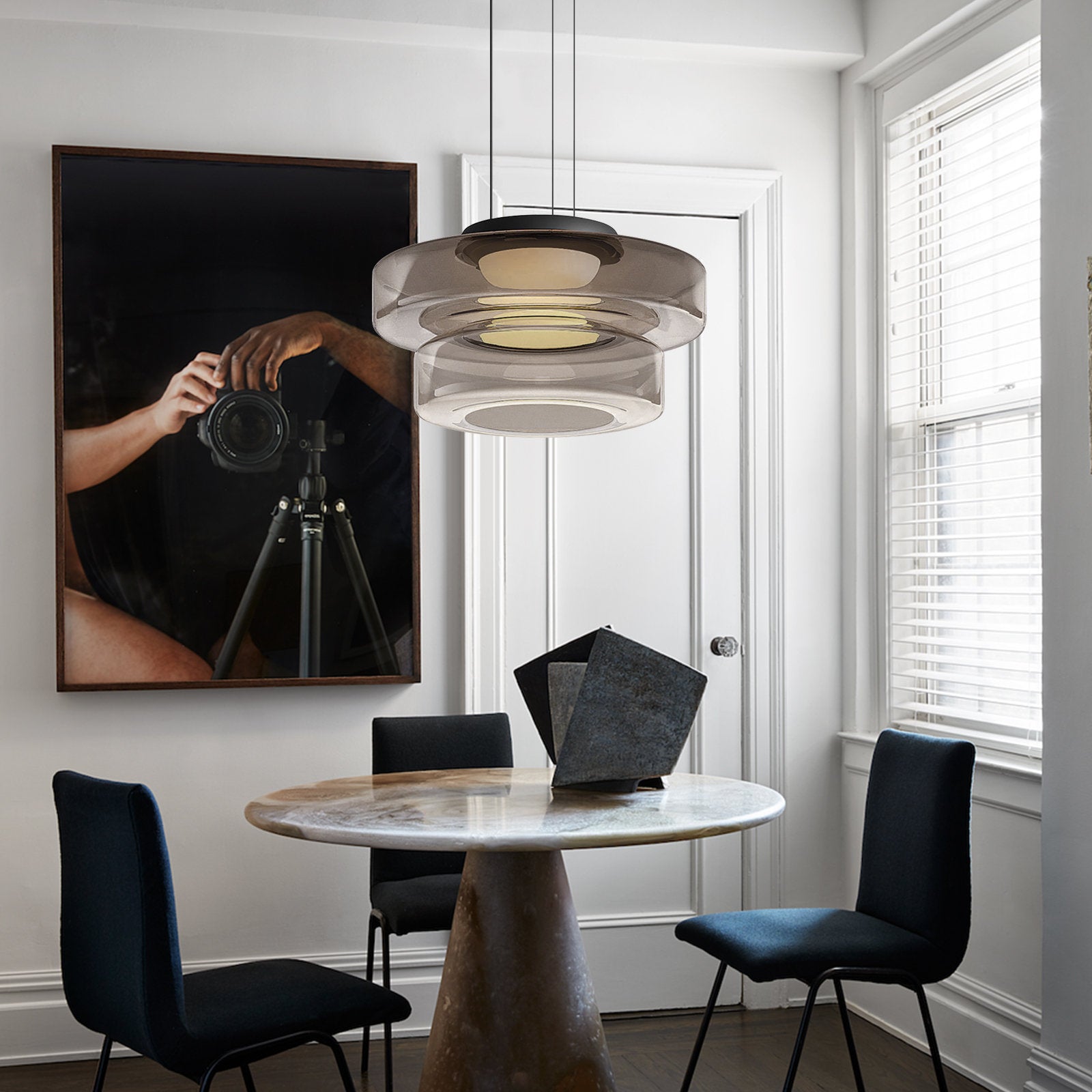 Bauhaus Style Layered Glass Pendant Lamp
