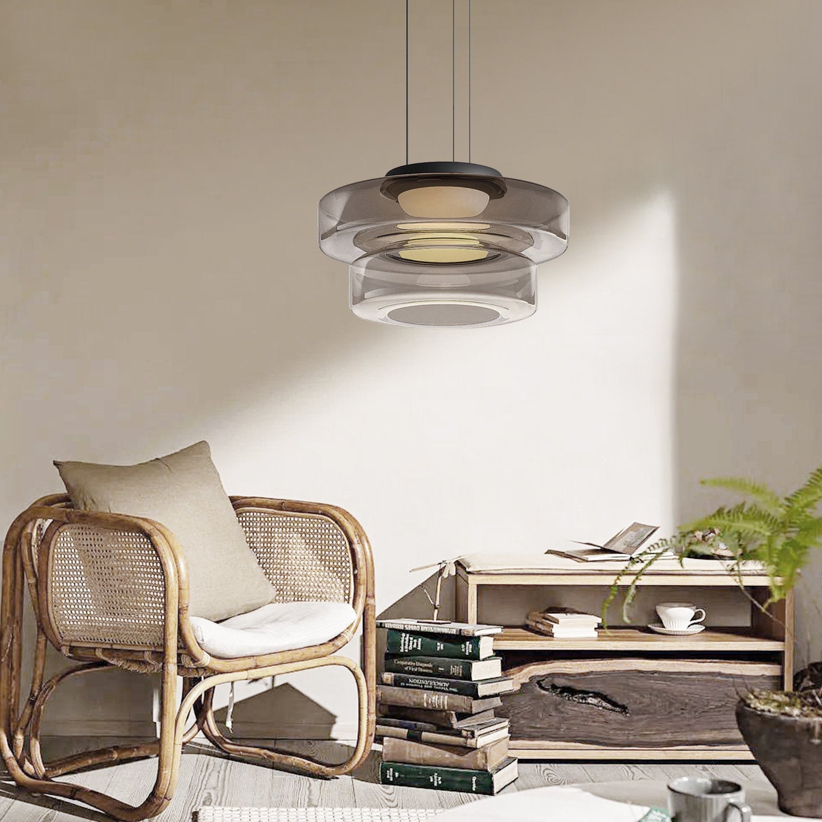 Bauhaus Style Layered Glass Pendant Lamp