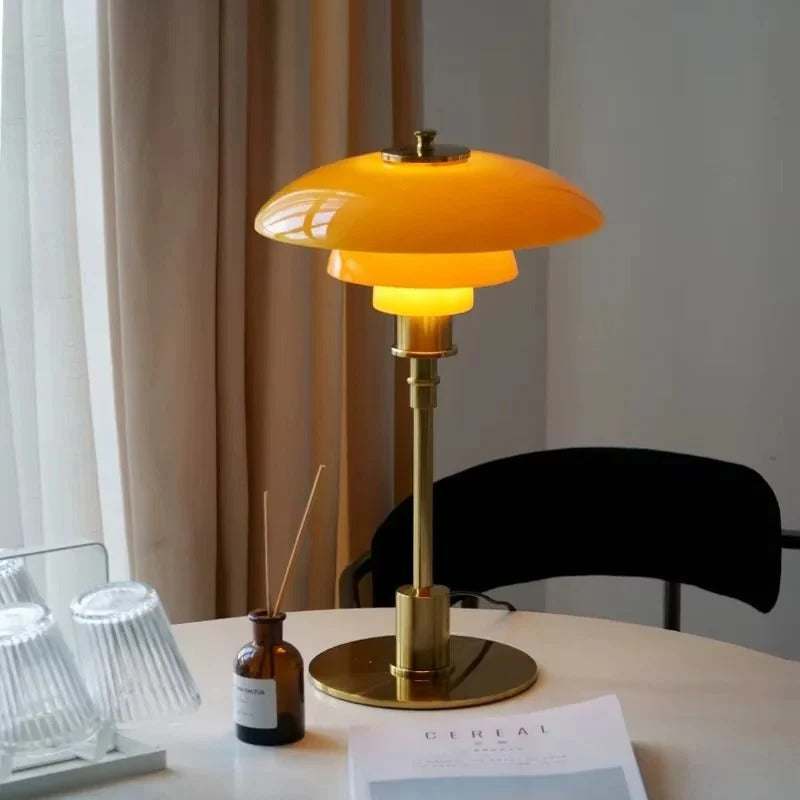 Dimmable Table Lamp with Curved Shade Warm Ambient Lighting