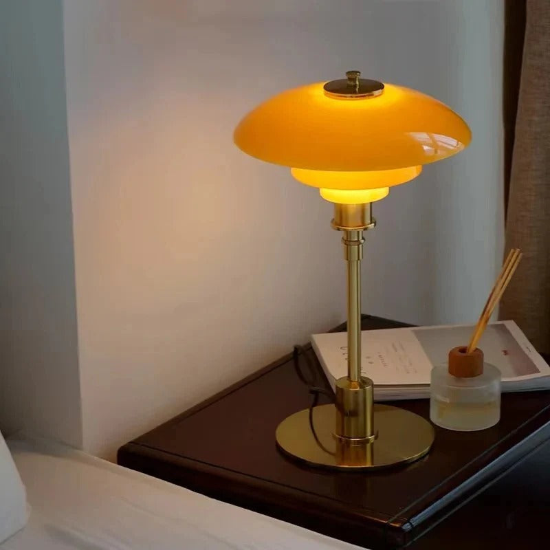 Dimmable Table Lamp with Curved Shade Warm Ambient Lighting