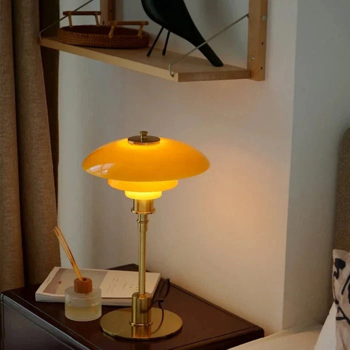Dimmable Table Lamp with Curved Shade Warm Ambient Lighting