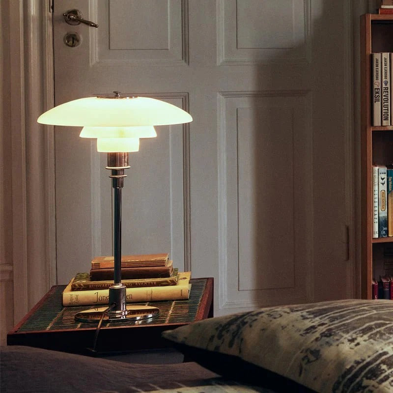 Dimmable Table Lamp with Curved Shade Warm Ambient Lighting
