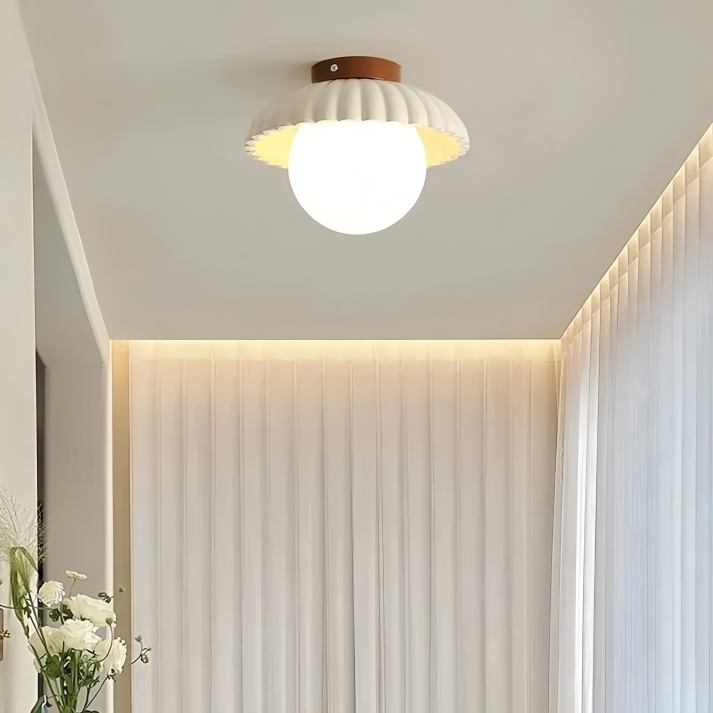 Iron and Glass Hallway Ceiling Light, Flush Mount