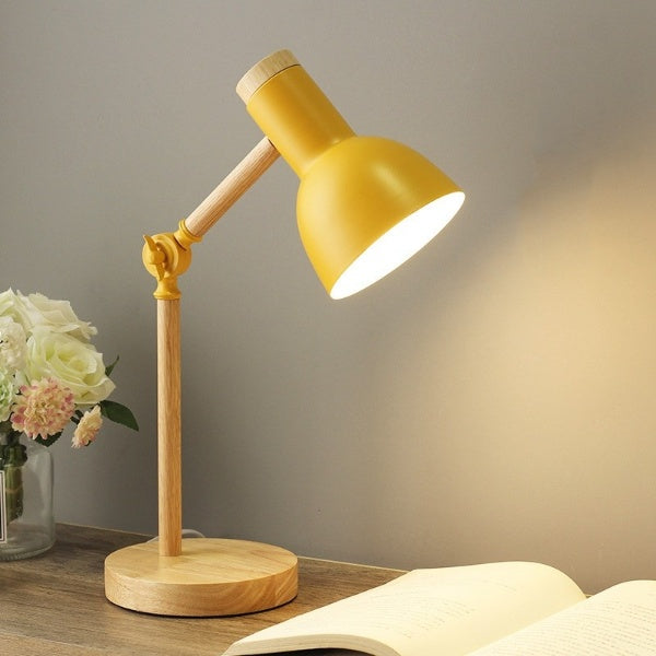 Nordic Wooden LED Desk Lamp with Adjustable Arm