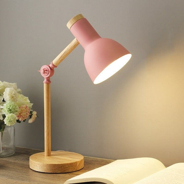 Nordic Wooden LED Desk Lamp with Adjustable Arm