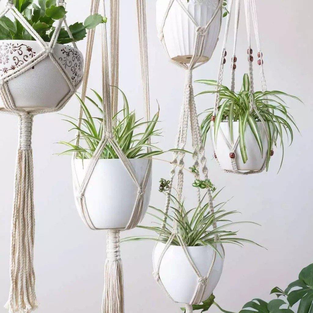 4-Piece Boho Macrame Plant Hanger Set