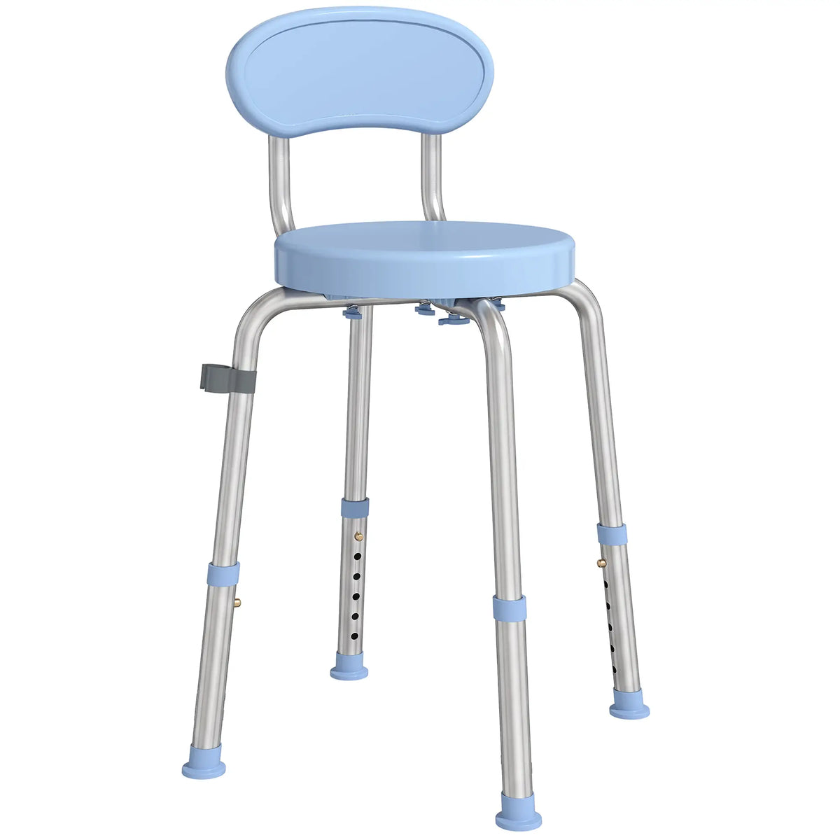 360-Degree Swivel Shower Stool with Adjustable Height Backrest