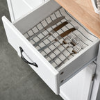 Coastal Sideboard with Wooden Countertop and Storage Drawers White
