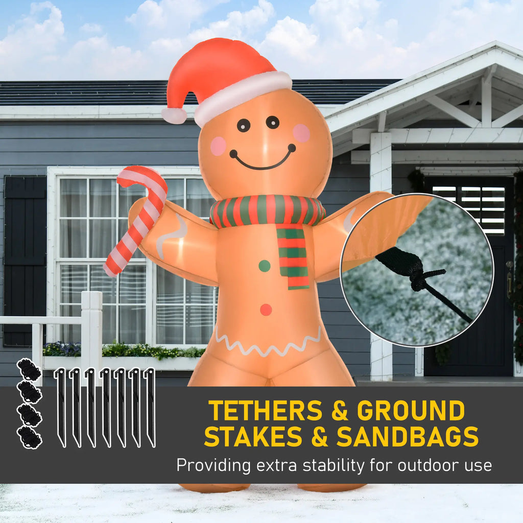 8ft Light-Up Inflatable Gingerbread Man Christmas Decoration Yellow