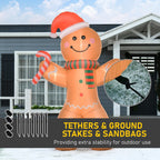 8ft Light-Up Inflatable Gingerbread Man Christmas Decoration Yellow