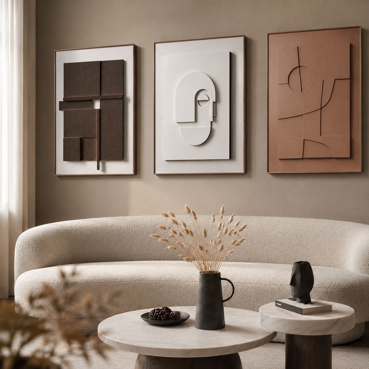 3D Japandi Wall Art Canvas Set (Set of 3)
