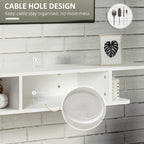 White Floating Wall-Mounted TV Shelf with Storage