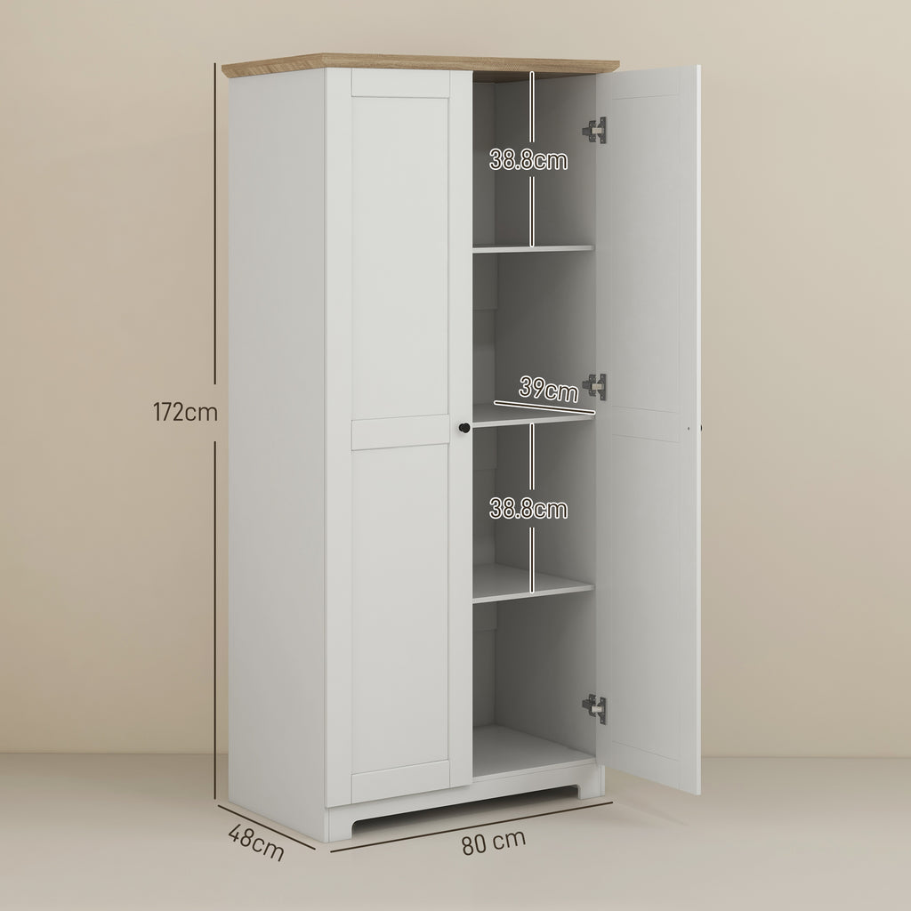 Tall Storage Cabinet with Two Doors and Adjustable Shelves White