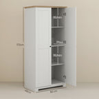 Tall Storage Cabinet with Two Doors and Adjustable Shelves White