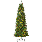 7 Foot Prelit Artificial Pencil Christmas Tree with Warm White LED Lights and Red Berries