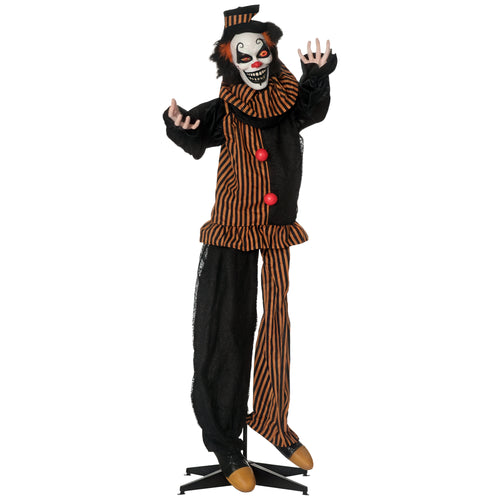 67 Inch Life Size Talking Circus Clown Animated Halloween Prop with Light Up Eyes