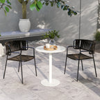 Small Round Bistro Dining Table with Steel Base