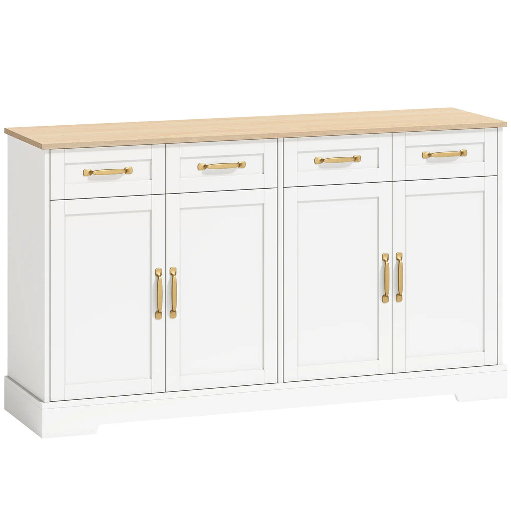Sideboard Buffet Cabinet with Four Drawers and Adjustable Shelves