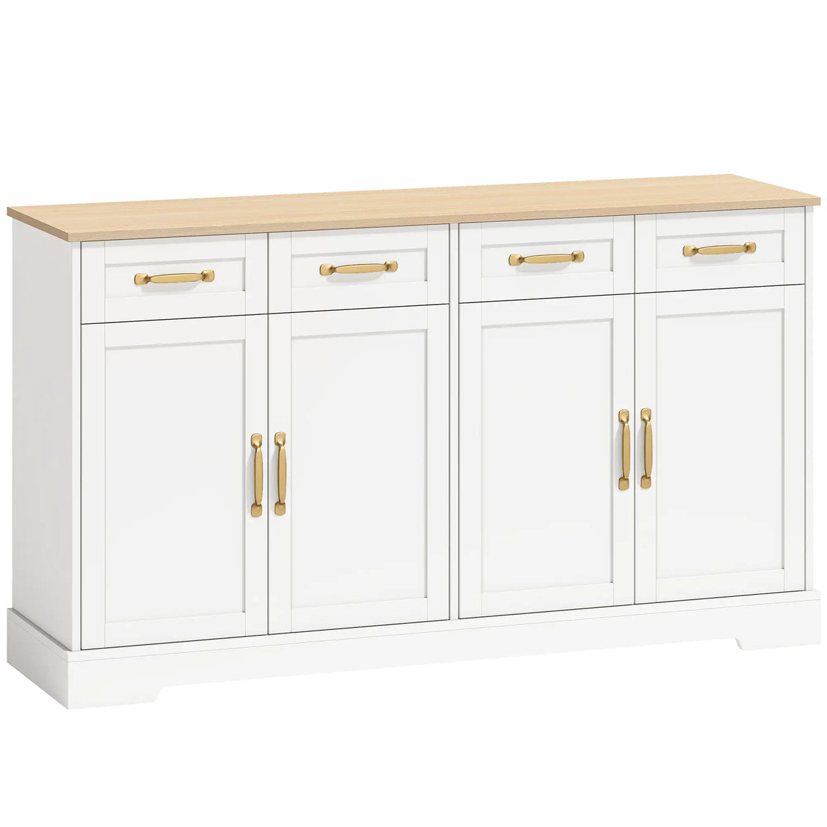 Sideboard Buffet Cabinet with Four Drawers and Adjustable Shelves
