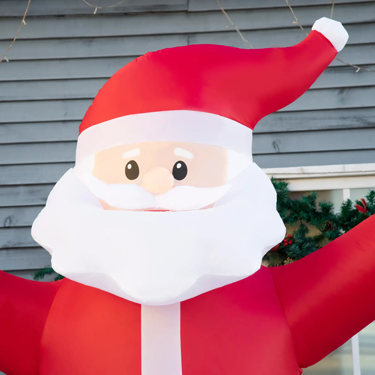 8ft Light-Up Inflatable Santa Claus with Blessings Sign Red