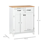 Coastal Sideboard with Wooden Countertop and Storage Drawers White