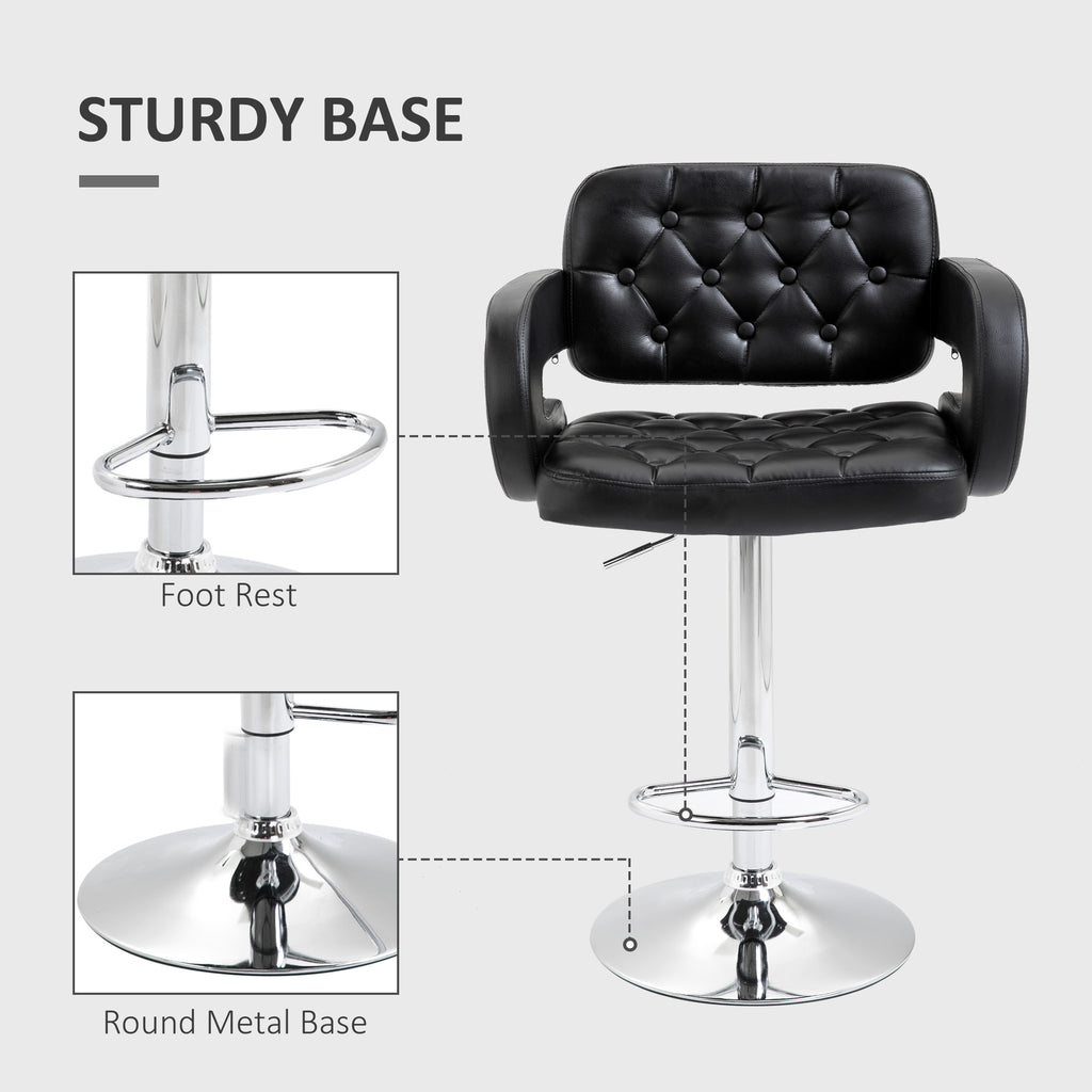 PU Leather Swivel Bar Stool with Backrest and Footrest