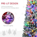 6ft Pre-Lit Snow Flocked Christmas Tree with LED Lights Green