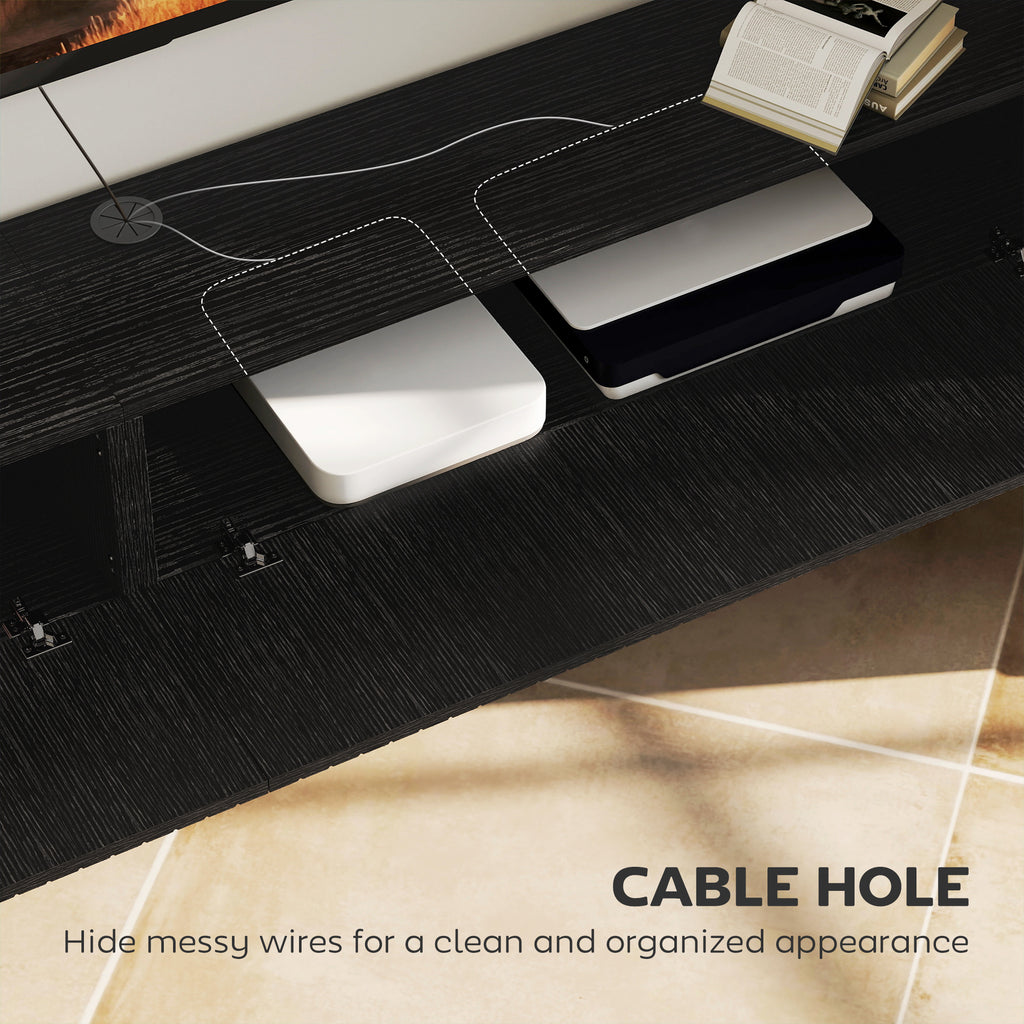 Black Fluted Floating TV Stand with Cable Management