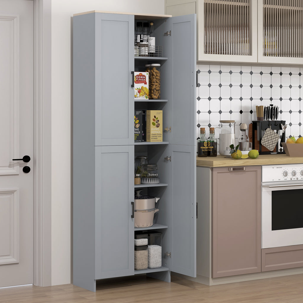 Slim Tall Storage Cupboard with Six-Tier Adjustable Shelving
