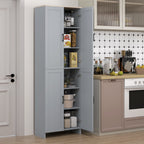 Slim Tall Storage Cupboard with Six-Tier Adjustable Shelving