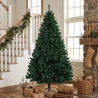7ft Hinged Fir Christmas Tree with Foldable Steel Stand Green