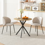 Industrial Round Dining Table with Cross Legs Oak