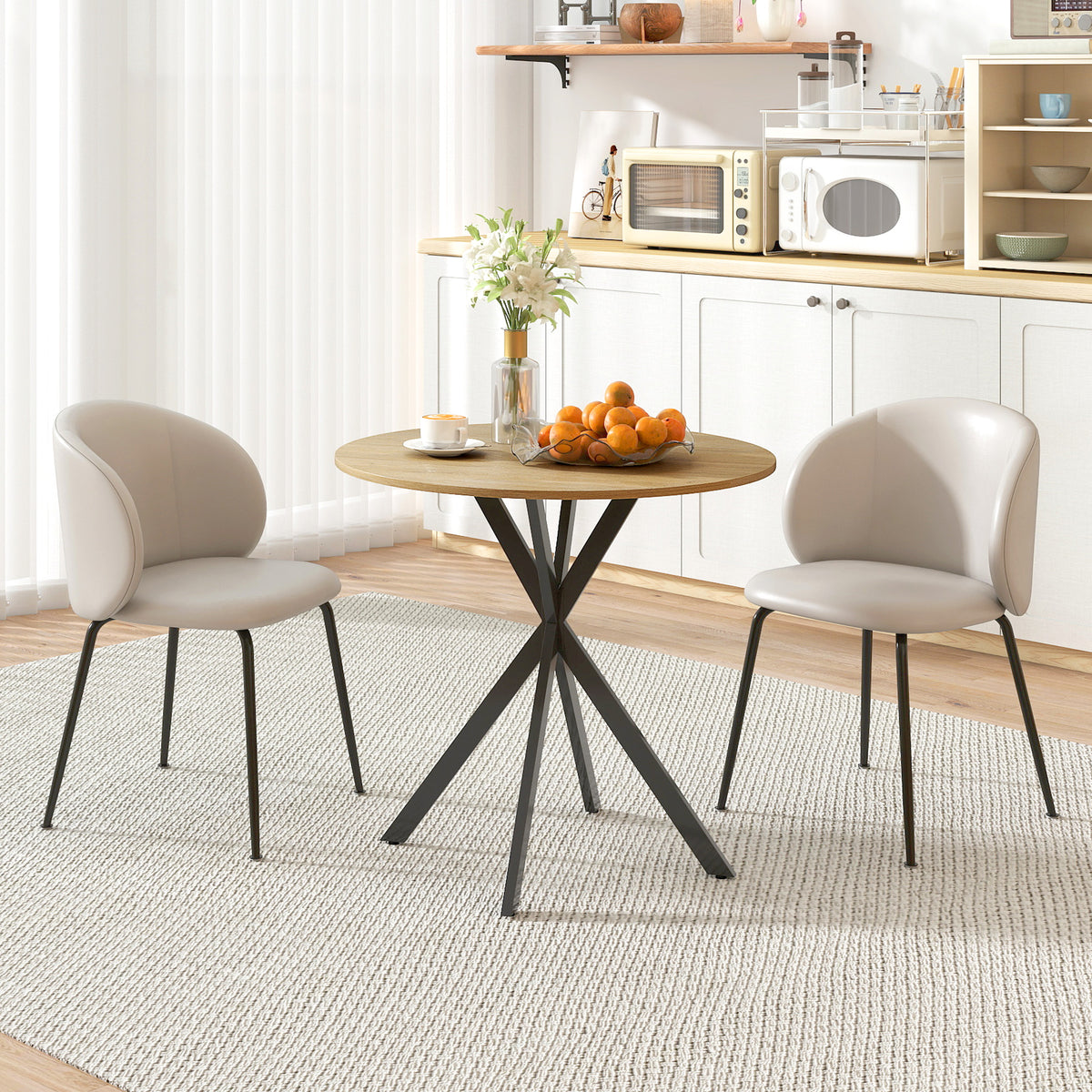 Industrial Round Dining Table with Cross Legs Oak