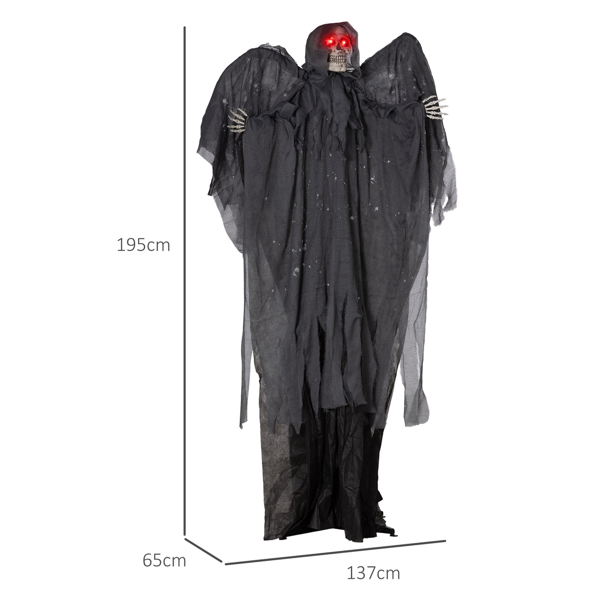 Grey Winged Grim Reaper Animatronic Halloween Decoration